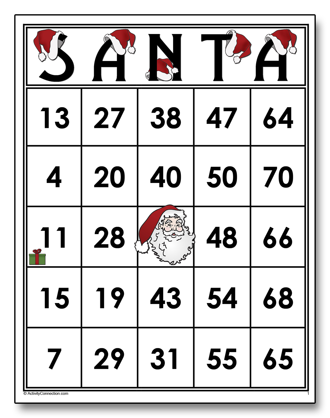 Santa Bingo Cards Printable Marketplace